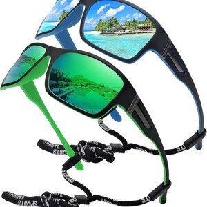 Polarized Sports Sunglasses for Men Women Unbreakable Frame